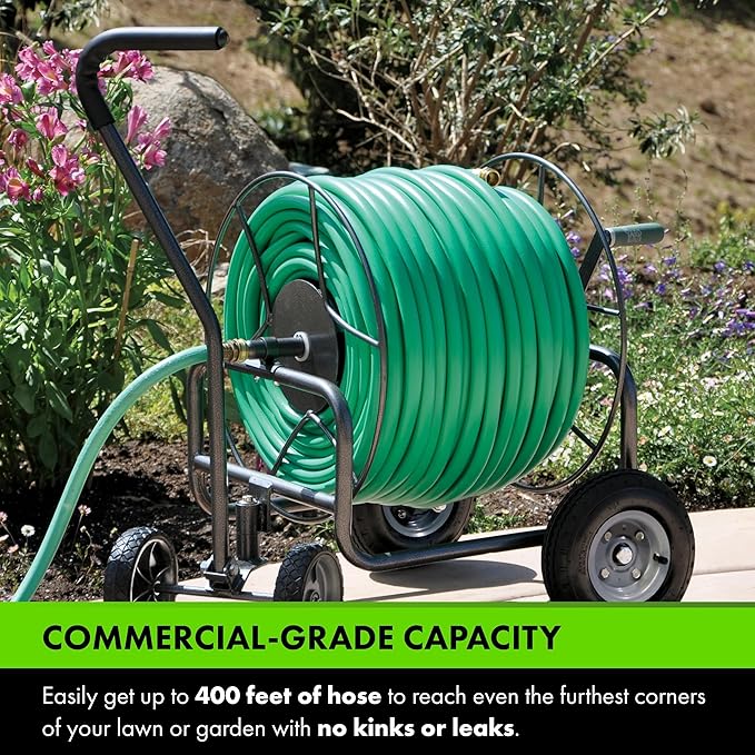 Yard Butler Hose Reel Cart - Heavy Duty Metal with Wheels for Gardens, Lawns, and Outdoor Use, 400 ft