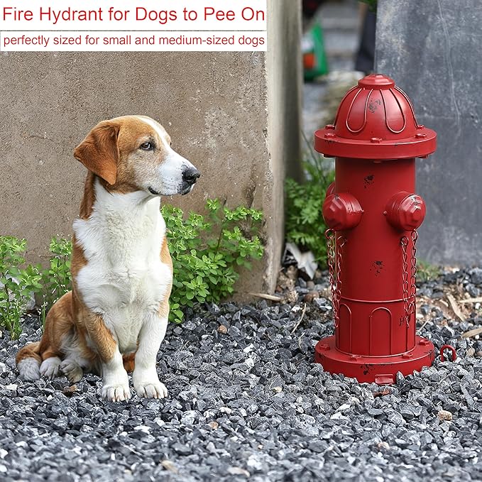 16.5" H Metal Fire Hydrant for Dogs to Pee On, Vintage Dog Fire Hydrant Pee Post for Outdoor Decor