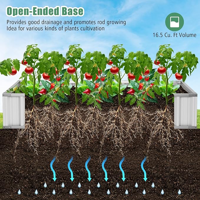 S AFSTAR Galvanized Raised Garden Bed with Greenhouse, 69” x 36” x 28” Bottomless Flower Bed w/Large Roll-up Window, 8PCS T Tags & Gloves, Outdoor Rectangular Planter Box Kit for Herb Vegetable Fruit