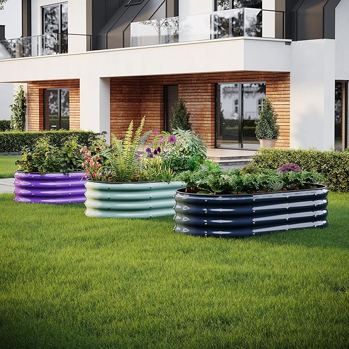 Raised Garden Bed, 4x2x1ft Raised Beds for Gardening Outdoor for Vegetables Flowers Ground Planter Box，Galvanized Raised Garden Beds