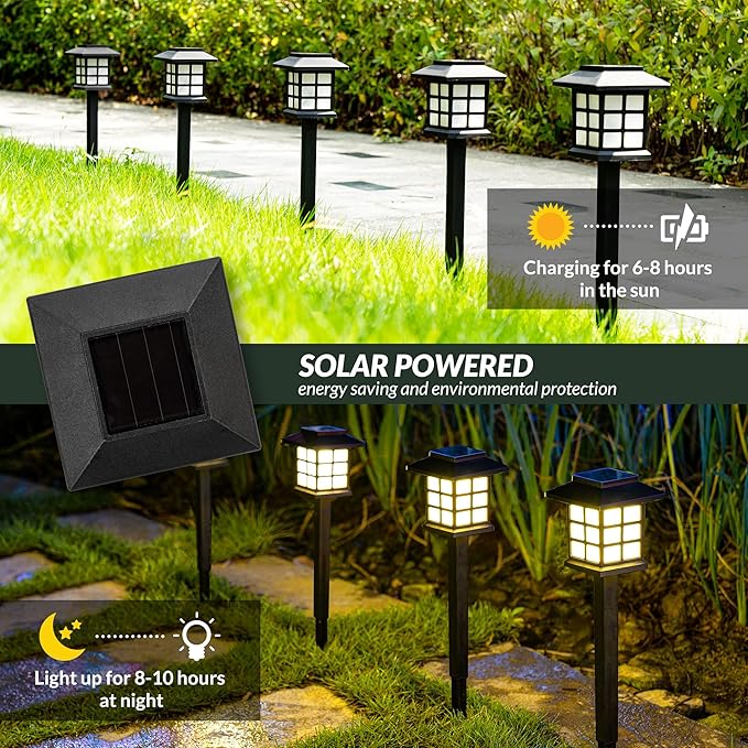 SOLPEX 16 Pack Solar Path Lights - Outdoor, Garden, Yard & Landscape (Warm White)