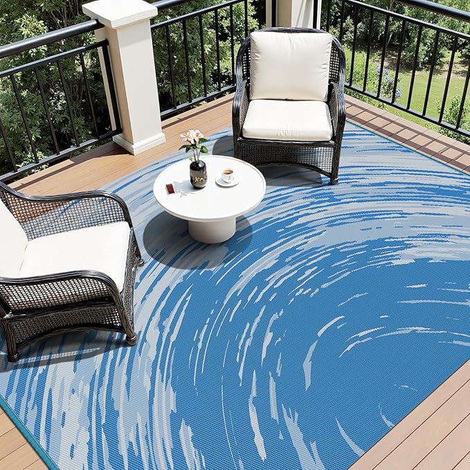COCOER Modern Outdoor Rug 6x9 Reversible-Waterproof Outdoor Patio Rug-Quick Dry Outdoor Area Rugs Indoor Outdoor Rugs-Outside Rug Patio Decor for Porch Deck Balcony Backyard