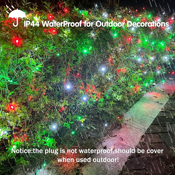 HISHINY Christmas Net Lights Outdoor for Bushes,100LED 5X5ft Connectable Bush Yard Mesh Shrub Net Light Decorations for Party, Holiday, Wedding, Tree,Home Decor(Red White Green)