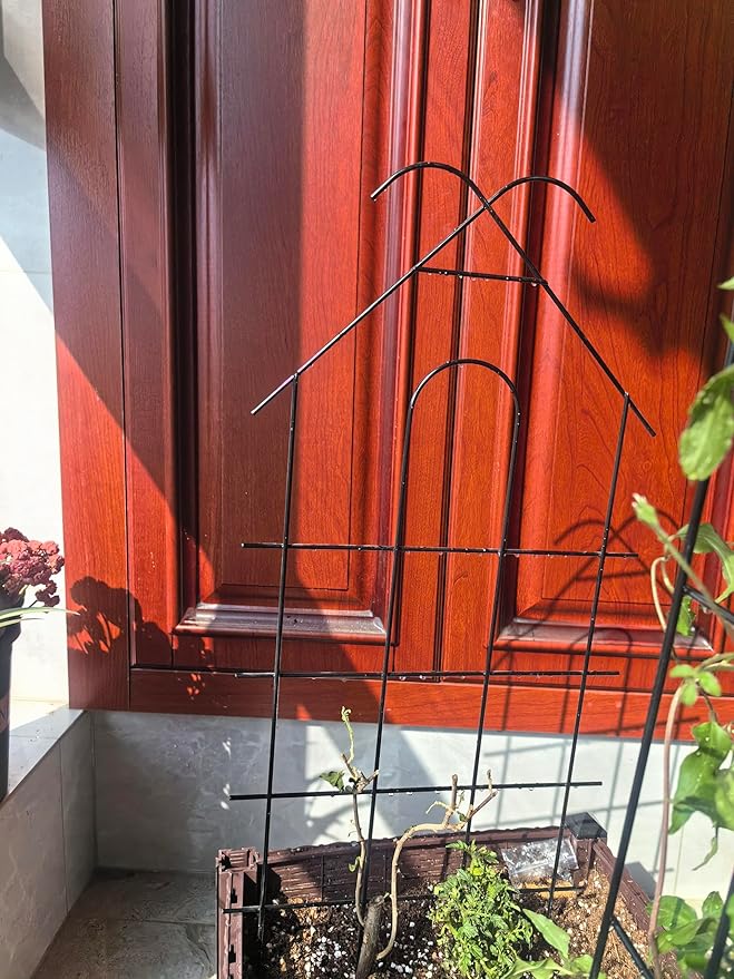 ARIFARO 32'' Metal Garden Trellis for Climbing Plants, Indoor/Outdoor Sturdy Plant Trellis for Potted Plants,House Plants, Climbing Vines, Pack of 4, Black