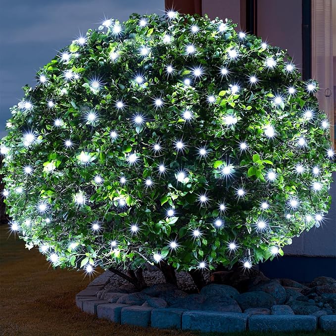 6Ftx4Ft LED Christmas Net Lights Green Wire,Connectable UL Certified Waterptoof Net Lights for Bushes Trees Shurb Garden Outdoor Christmas Decorations