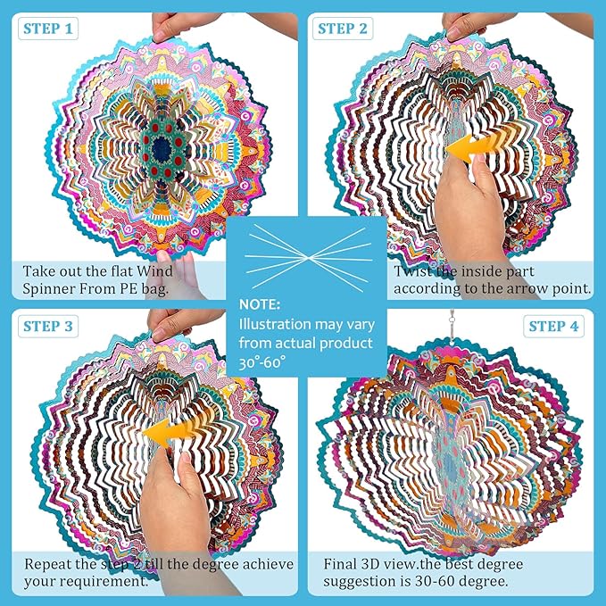 Wind Spinners Outdoor Mandala Lucky Eye,12In 3D Wind Spinner for Yard and Garden,Lucky Gifts for Women Mom Grandma Wife Father,Outdoor&Indoor Decorations Yard Art Christmas Ornament