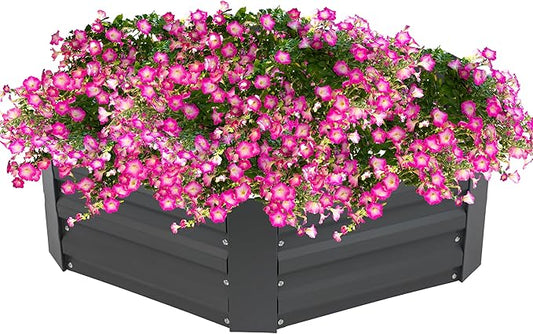 Sunnydaze Galvanized Raised Garden Bed - Metal Raised Bed for Gardening - Outdoor Planter Box for Flowers, Plants, and Vegetables - Gray - 12.25" Hexagon