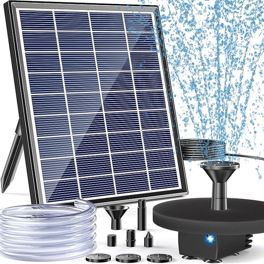 POPOSOAP Solar Water Fountain Pump for Bird Bath, 6W Outdoor Solar Bird Bath Fountain Pump with DIY Tubing for Bird Bath, Ponds, Garden and Fish Tank