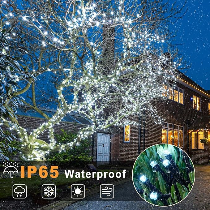 2 Pack Solar String Lights for Outside, Each 79Ft 240 LED Solar Lights Outdoor, 8 Modes Waterproof Solar Powered Christmas Twinkle Light for Backyard Patio Tree Party Garden Decoration, White