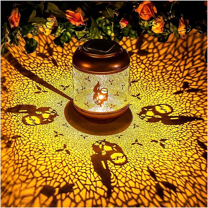 Sloth Solar Lanterns Outdoor Waterproof Hanging Solar Lights Sloth Gifts for Women Men Mom Metal Decorative LED Outdoor Lanterns for Patio, Lawn, Landscape, Garden Decor, Yard Decorations