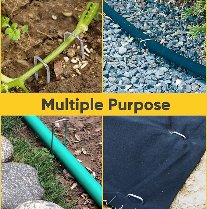 USA Made 15 Pack Landscape Staples 6 inch 11 Gauge Garden Stakes Galvanized Garden Staples | Metal Ground Stakes for Gardening| Yard Stakes for Decoration, Weed Barrier Fabric