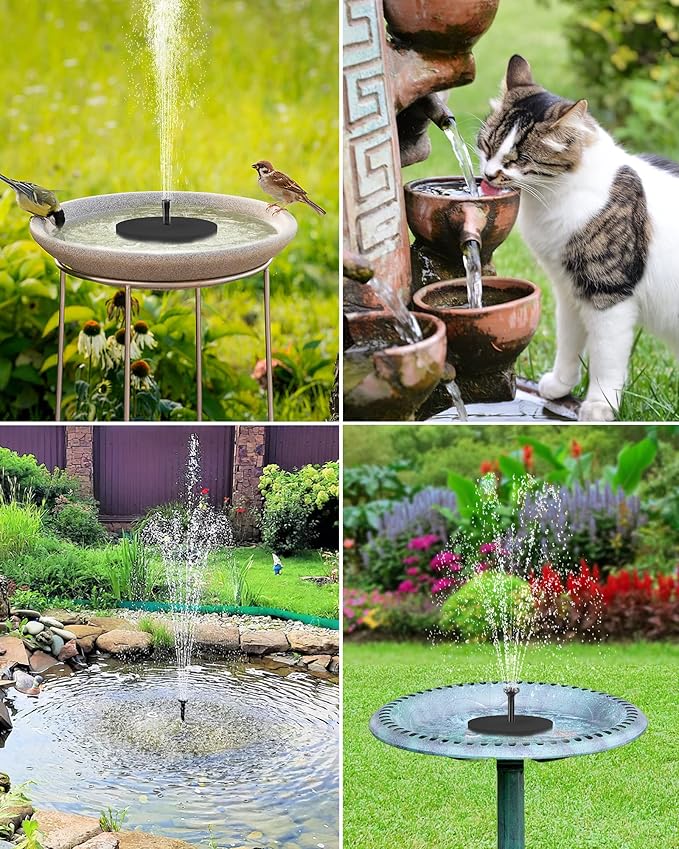 POPOSOAP Solar Water Fountain Pump for Bird Bath, 6W Outdoor Solar Bird Bath Fountain Pump with DIY Tubing for Bird Bath, Ponds, Garden and Fish Tank