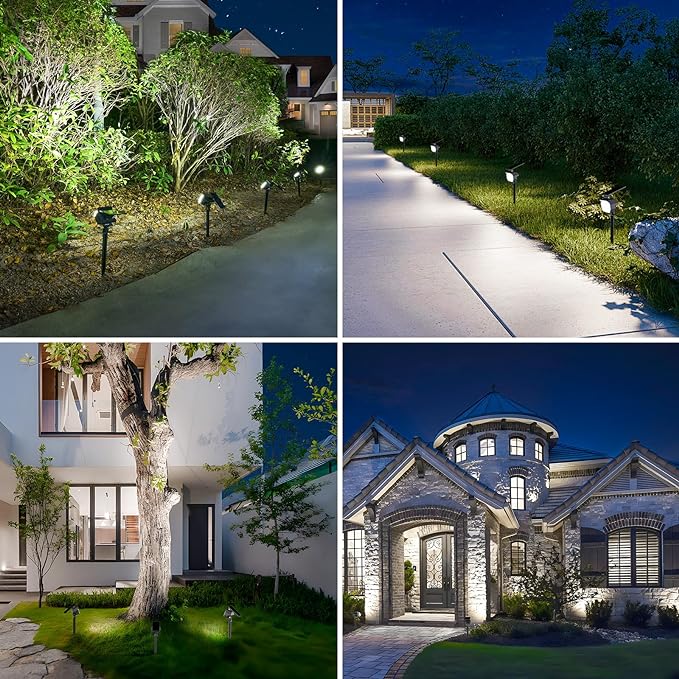 NIORSUN Solar Spot Lights Outdoor,23 LEDs Landscape Lighting with Auto On/Off and 3 Lighting Modes, IP67 Waterproof Spotlights,Outdoor Solar Lights for Yard Garden,4 Pack(Cool White)