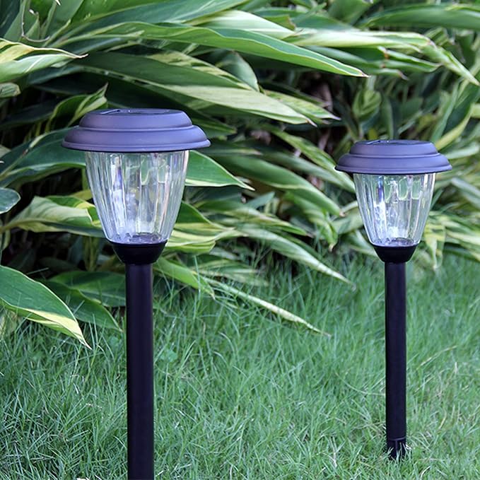 Solar Outdoor Pathway Lights Matt Black Stainless Steel Painted LED Lights for Garden Landscape Path Yard Driveway (black-8pack)