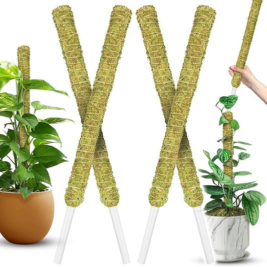 DUSPRO Natural Stackable Moss Pole for Plants Monstera Potted Plant Stakes for Indoor Plants Extendable Plant Pole Moss Sticks for Plants Climbing Vine Supporting Monstera Trellis 4Pcs 22''