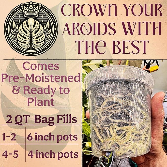 Craft Aroid Potting Mix- Elite Alocasia, Philodendron, Monstera Soil Mix, Chunky, Well Draining Potting Soil for Indoor Plants, All Tropical Plants & Houseplants, Synthetic & Peat Free 2QT