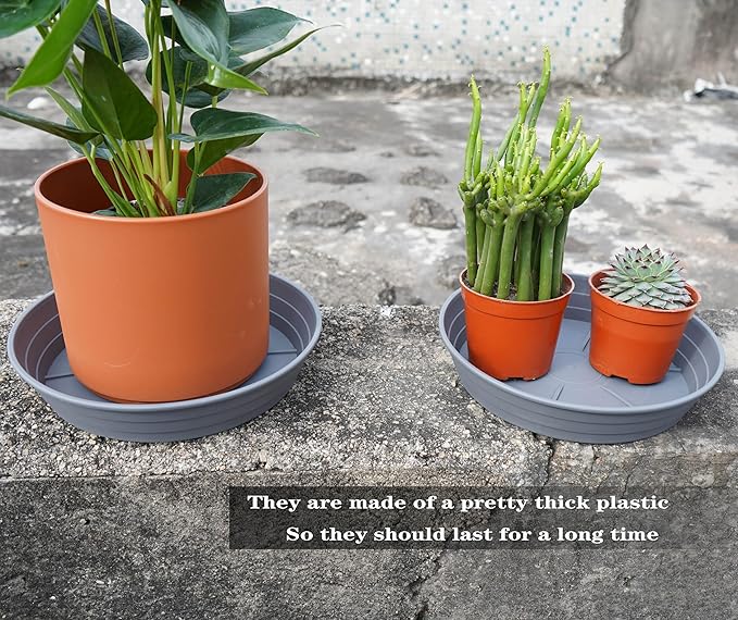 Plant Saucer 14 Inch 4 Pack 6 8 10 12 14 16 18 20 25, Plastic Plant Trays for Pots，Extra-Deep Plant Water Dray Tray, Bird Bath Bowl, Heavy Flower Plant Saucers Indoors and Outdoor No Holes