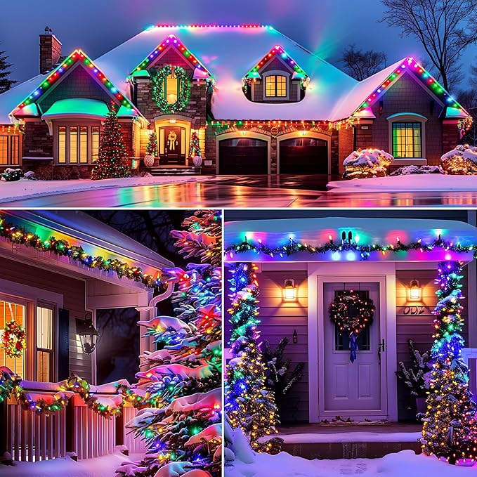 C9 Christmas Lights Outdoor Multicolor, 50 FT Vintage String Lights for Holiday Indoor Room Roofline Backyard Garden Patio Home Xmas Decor, E17 Base, Green Wire