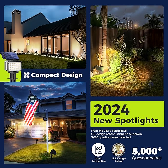 Solar Spot Lights Outdoor Waterproof for Flag, Tree, House, Garden, Yard, Landscape Spotlights for Accent Uplighting Halloween Christmas Decorations-4 Pack