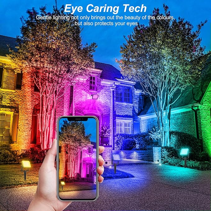 T-Sun Solar Spotlights Outdoor, 4 in 1 Color Changing Solar Landscape Spot Lights Auto ON/Off RGB Solar Garden Pond Lights for Yard, Pathway, Driveway, Pool Area(RGB)