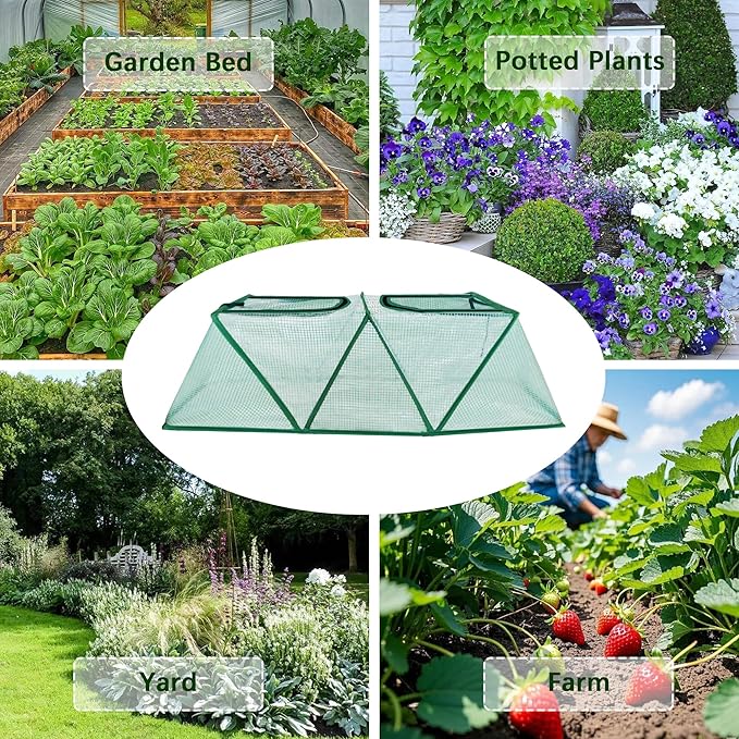 47.2" *14.6" *13.4" Foldable Garden Row Accelerator Plants Cover for Raised Garden Bed, Mini Greenhouse Cover with Two Air Hole and Breathable Mesh, Frost Cover for Plant Vegetable Seedling Protector