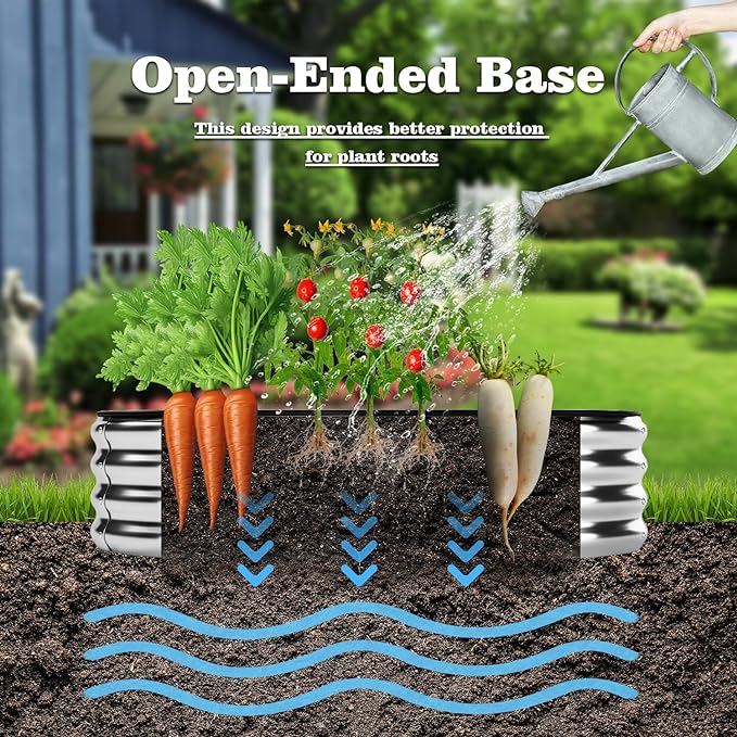 Metal Planter Garden Flower Bed Raised Beds for Gardening Galvanized 4x2x1ft Galvanized Garden Bed