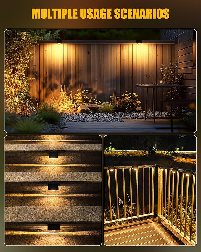 Brightown Solar Step Lights for Outside, 4 Pack Solar Stair Lights Outdoor Waterproof IP68, Multiple Color Modes Step Light Outdoor for Garden Stair, Front Step, Front Porch, Deck, Sidewalk and Patio