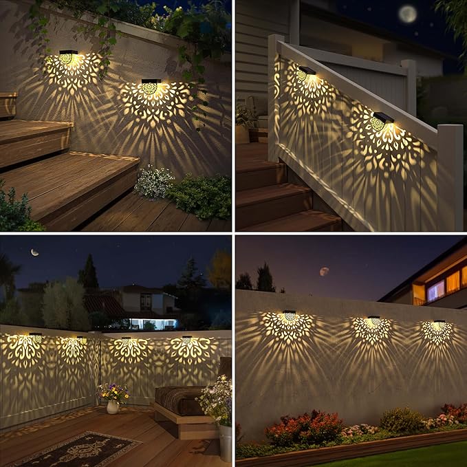 Solar Fence Lights 6 Pack Solar Deck Lights Outdoor Waterproof LED Solar Powered Step Wall Lights Outdoor Decorations Decorative for Front Door