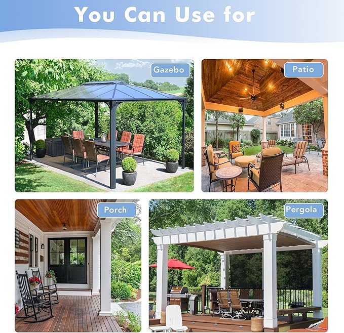 HolidayIdeas White Outdoor Sheer Curtains for Patio Waterproof, 6 Panels - 54 x 84 Inch - Light Filtering Voile Outside Curtains Grommet Drapes for Front Porch, Gazebo, Pergola, Backyard