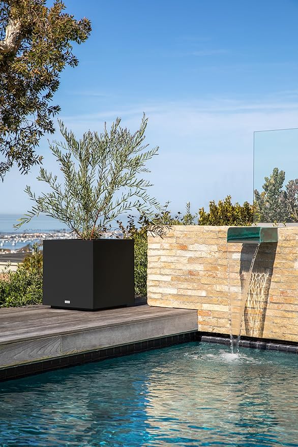 Veradek Block Series Cube Plastic Planter - Large Square Planter for Indoor or Outdoor Patio/Garden | Durable All-Weather Use with Drainage Holes | Modern Décor for Tall Plants, Trees, Flowers