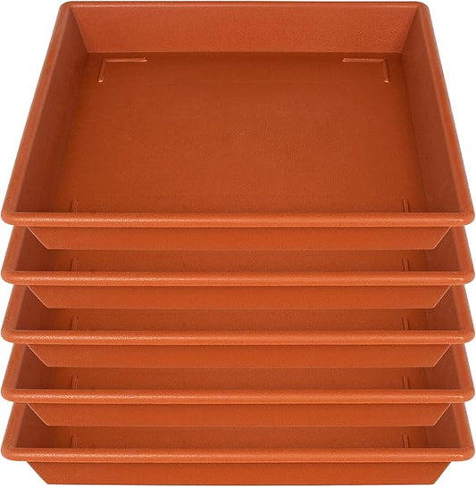Square Plant Saucer 12 Inch 5 Pack, Plant Stand Plant Trays for Pots Heavy Duty Plastic Plant Saucers for Indoors Outdoors, Flower Pot No Holes Terracotta Plant Lover Gardening Gifts