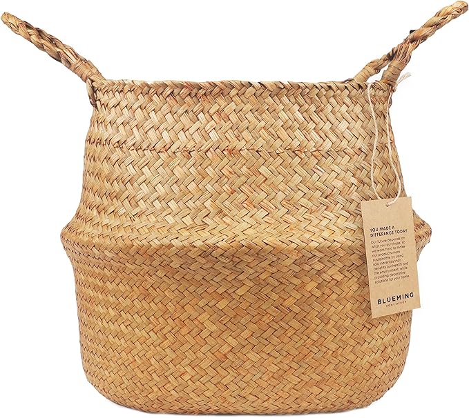 Plant Basket – Large Wicker Indoor Planter for Artificial Olive Tree Pot, 9-10 Inch Woven Baskets for Faux House Plants (Original, Large)