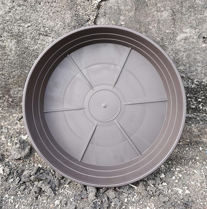 Plant Saucer 8 Inch 4 Pack 6 8 10 12 14 16 18 20 25, Plastic Plant Trays for Pots，Extra-Deep Plant Water Dray Tray, Bird Bath Bowl, Heavy Flower Plant saucers Indoors and Outdoor No Holes 8in-4 brown