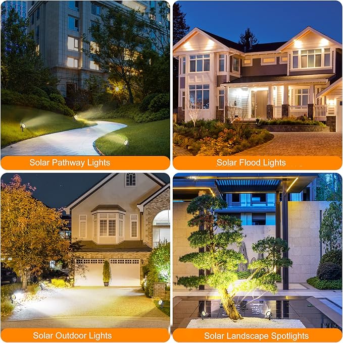 SUNLONG Solar Powered Spot Lights Outdoor Waterproof 2 in 1 Bright Solar SpotLights Power Adjustable for Flag Yard Flagpole Landscape Dusk to Dawn 2 x Spots Warm White