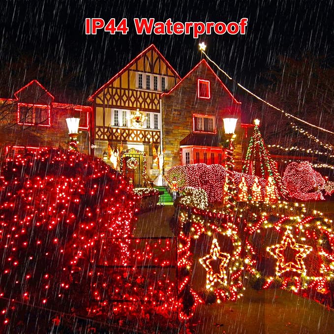 JMEXSUSS 360 LED Red Net Lights Outdoor, Connectable 12ft x 5ft Red Net Lights Plug in with Remote, 8 Modes Waterproof Red Christmas Lights for Bushes Christmas Halloween Decorations