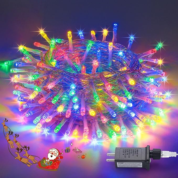 JMEXSUSS Multicolor Christmas Tree Lights Indoor Outdoor, 200 LED Clear Wire, 66ft Colorful Plug-in for Bedroom Room Party Xmas Decorations