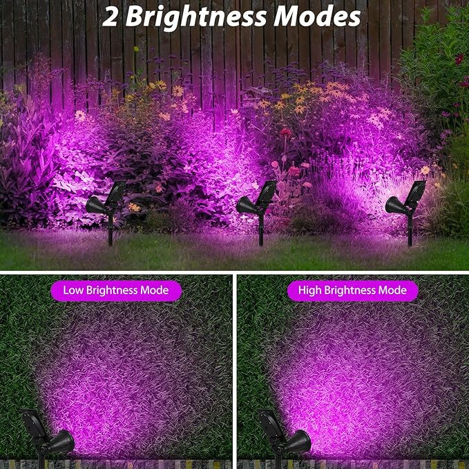 T-SUN Solar Spotlights, 4 LED Solar Waterproof Outdoor Landscape Lights, Auto-on/Auto-Off by Day, 180 Angle Adjustable for Tree, Patio, Yard, Garden, Driveway, Stairs, Pool Area(Purple-1Pack)