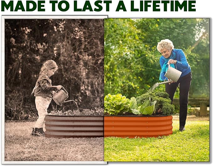 Galvanized Raised Garden Beds Outdoor // 4×2×1 ft (2-Pack) Planter Raised Beds for Gardening, Vegetables, Flowers (Orange) // Large Metal Garden Box