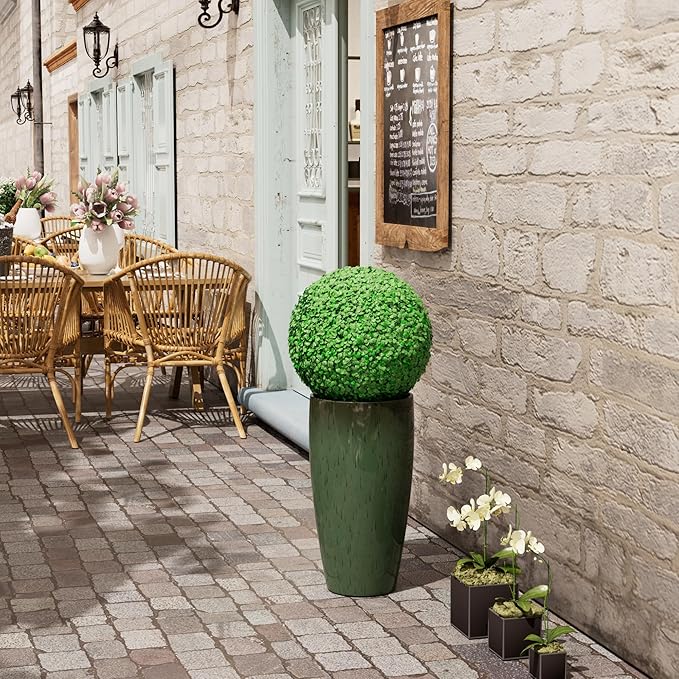 QCQHDU 24 inch Tall Planter for Indoor & Outdoor Plants, 2 Pack Sturdy Plant Flower Pots Modern Decor for Front Porch Patio Deck Living Room