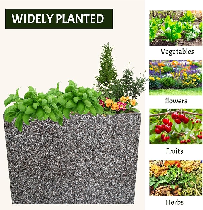 Metal Planter Box Rectangular Planter, 35.5" Lx 10" Wx 28" H Terrazzo Pink Large Planters with Drainage Holes, Galvanized Steel Tall Planters for Patio/Porch