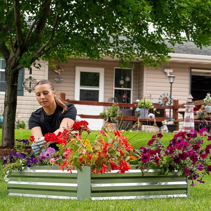 Sunnydaze Galvanized Raised Garden Bed - Metal Raised Bed for Gardening - Outdoor Planter Box for Flowers, Plants, and Vegetables - Silver - 48" W x 36" D x 12" H Rectangle