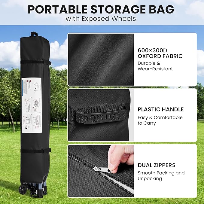 Yaheetech 12x12 Pop-up Canopy Tent w/ 2 Integrated Wheels for Mobility, Waterpoof & Heavy Duty, Instant Sun Shelter with Carry Bag, Weight Bags for Outdoor Camping Beach Patio Parties, White