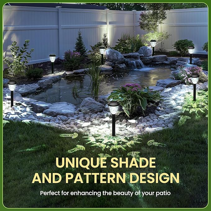 Solar Outdoor Lights Waterproof,Solar Pathway Lights Outdoor with Great Pattern, Auto On/Off Garden Decor for Outside Garden Walkway Driveway Pathway(16 Pack)