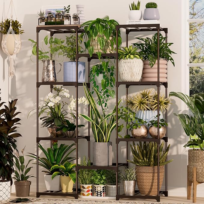 Tall Plant Stand Indoor Metal Plant Shelf Outdoor Tiered Plant Rack for Multiple Plants 4 Tiers 10 Pots Ladder Plant Holder Plant Table for Plant Pots Boho Home Decor for Gardening Gifts