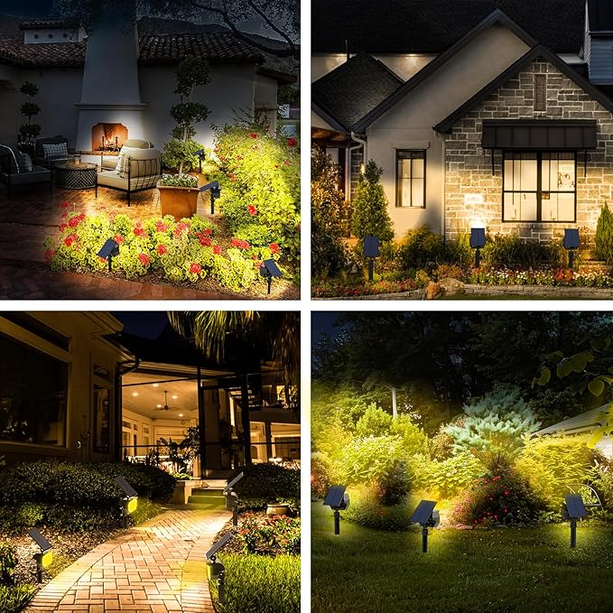 Solar Spot Lights Outdoor, [8 Pack/50LED] Solar Lights Outdoor Waterproof IP67, Dusk-to-Dawn 3 Lighting Modes Adjustable Landscape Spotlight for Garden, Yard, Pathway