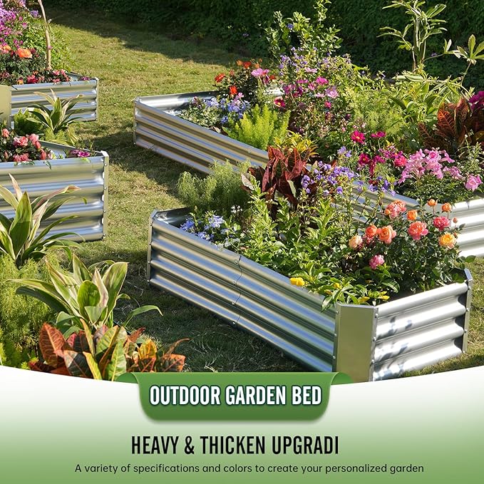 Outdoor Metal Galvanized Raised Planter Box,Rectangular Large Garden Bed Kit for Vegetables, Fruits, Flowers and Herbs 6X3X1 FT