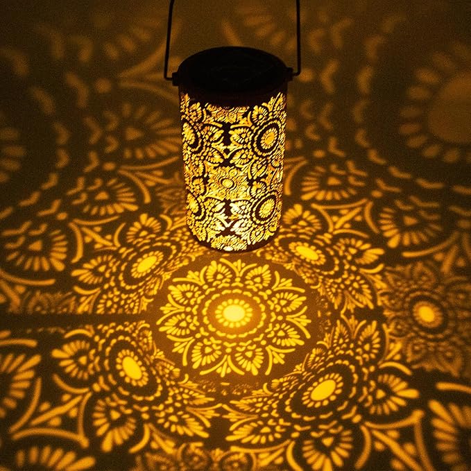 Solar Lanterns Outdoor Hanging Lantern Lights,Sunflower Metal Decor Lanterns-Waterproof LED Decorative Light for Garden Patio Yard Lawn Backyard Front Porch as Gifts for Mom Grandma Women