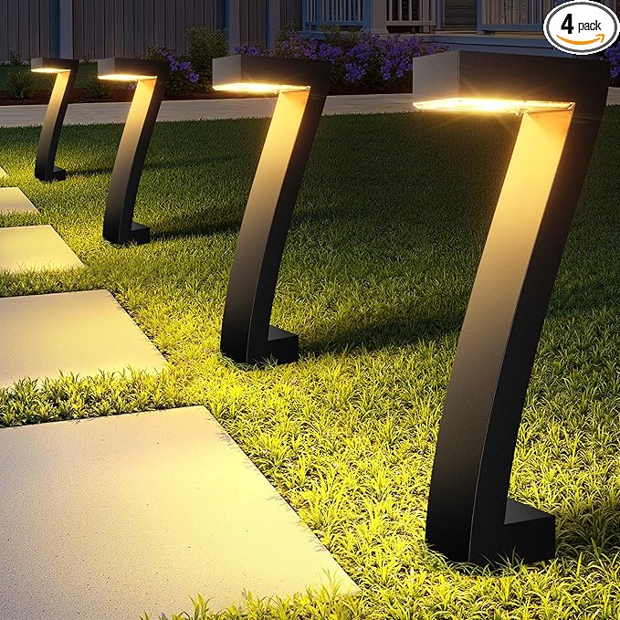WdtPro Solar Lights Outdoor Pathway Lights, 4 Pack Upgraded Bright LED Outdoor Solar Light for Outside, IP65 Waterproof Solar Garden Light for Yard, Driveway, Walkway, Landscape, Patio Decor