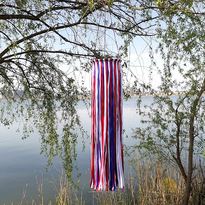Satin Ribbon Windsock Streamer, Outdoor Decorations for Your Patio, Garden, Yard, Dock and Camper, 41-Inch, WS41-LBH