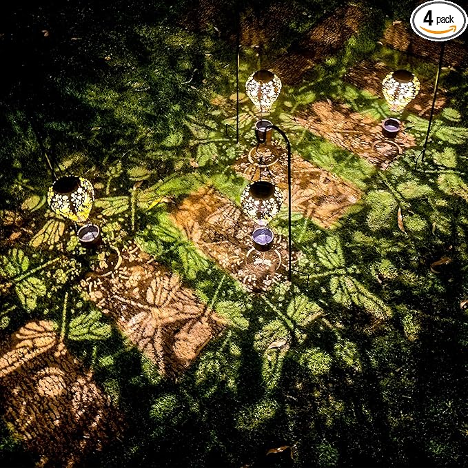 4-Pack Dragonfly Decor Hot Air Balloon Solar Lantern – Outdoor Decorative Hanging Light for Garden Yard Patio Porch Lawn and Pathway – Unique Housewarming, Birthday Gift for Women Mom Grandma